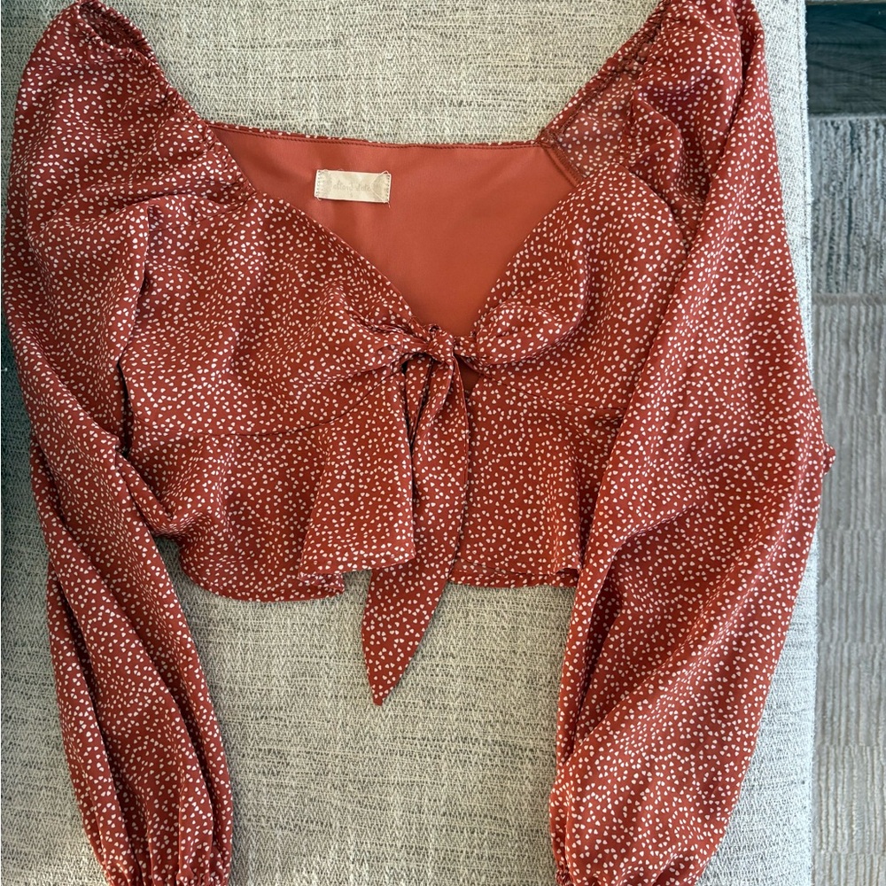 Altar'd State Rust Polka Dot Blouse